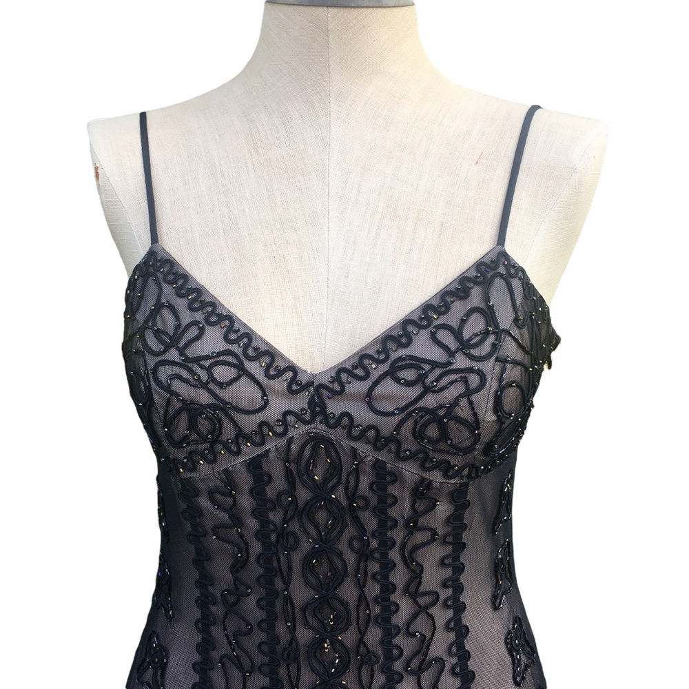 NIKI LAVIS Beautiful formal evening gown mid length Size 8 Black, AB Glass Beads - Picture 3 of 11